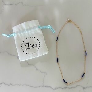 Deo duPont 14K Gold-filled Gold and Blue Beaded Necklace 14"-16"